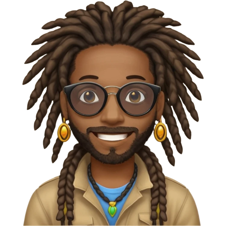 a black african guy with dreadlocks, wearing black sunglasses and aura farming emoji emoji