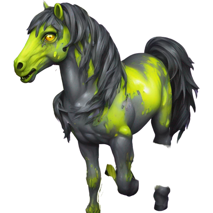 .Zombie_ Vaporwave black holographic oilslick zombie unicorn yellow caution tape graffiti Pegasus  emoji
