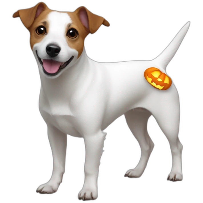 White jack Russell ready for halloween emoji