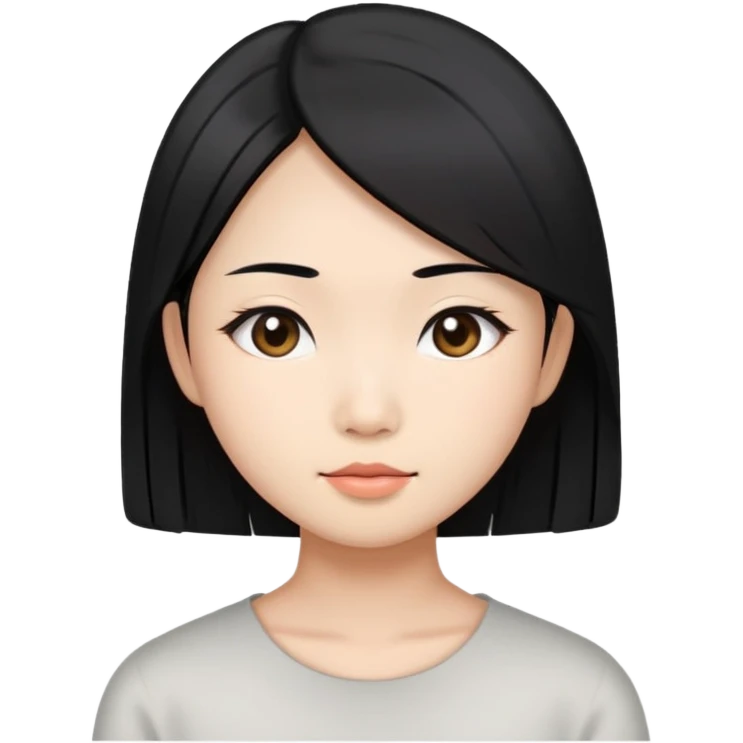 Black straight hair, innocent Asian woman, Maltifu emoji