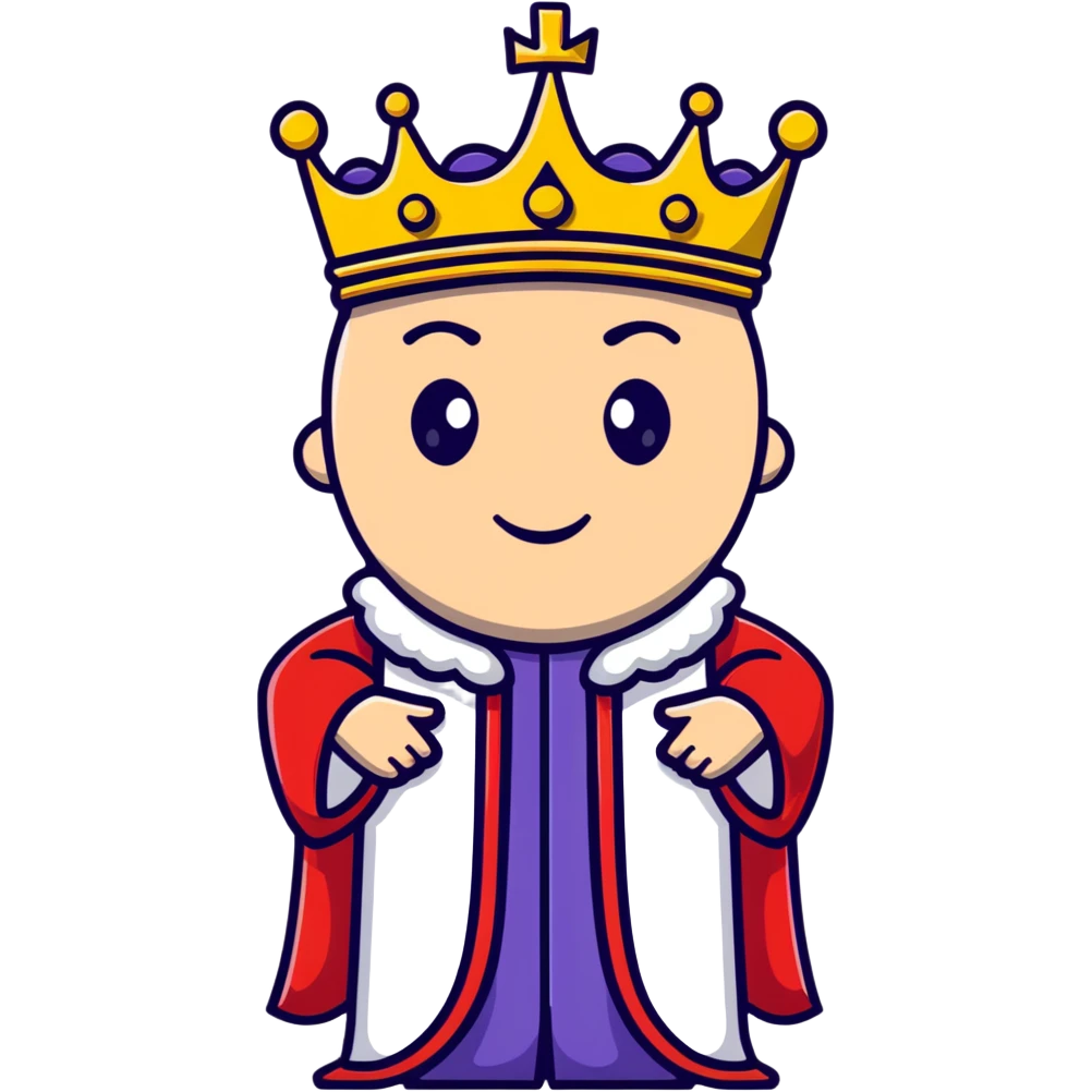 king with crown and royal robe emoji