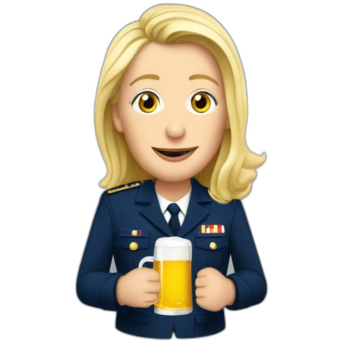 Marine Lepen buvant une bière emoji