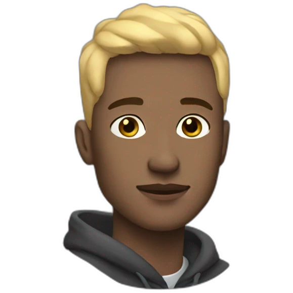 Aesthetic fair complex man with fade haircut wearing hoodie with airpods emoji