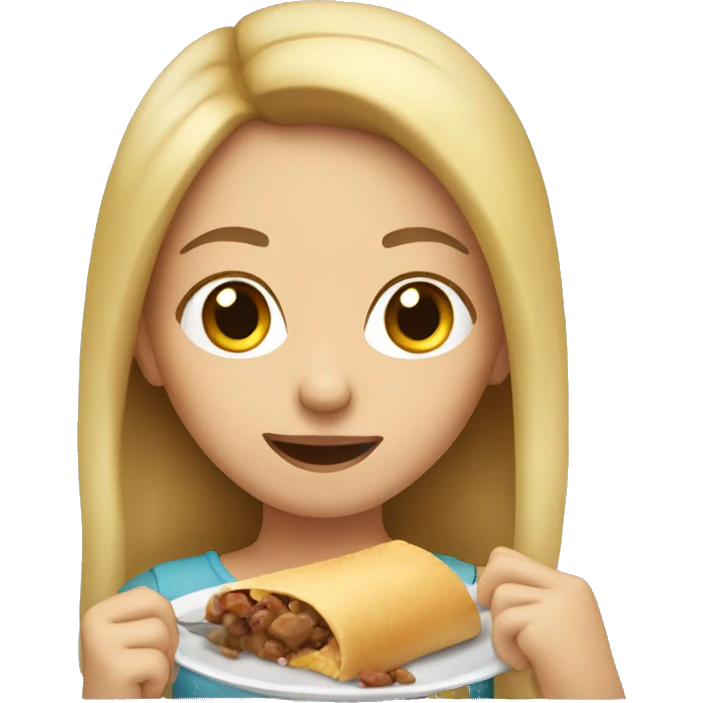 Caucasian girl eating emoji