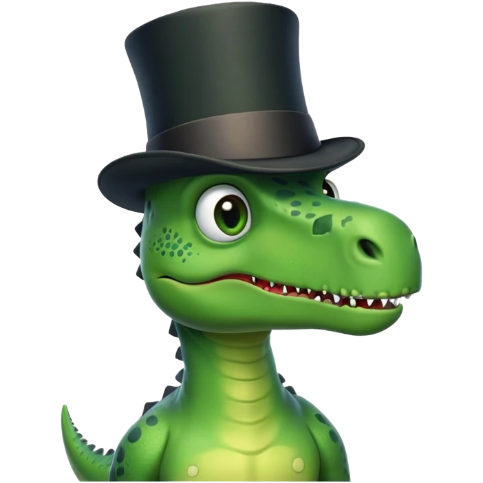 Dinosaur with a top hat emoji