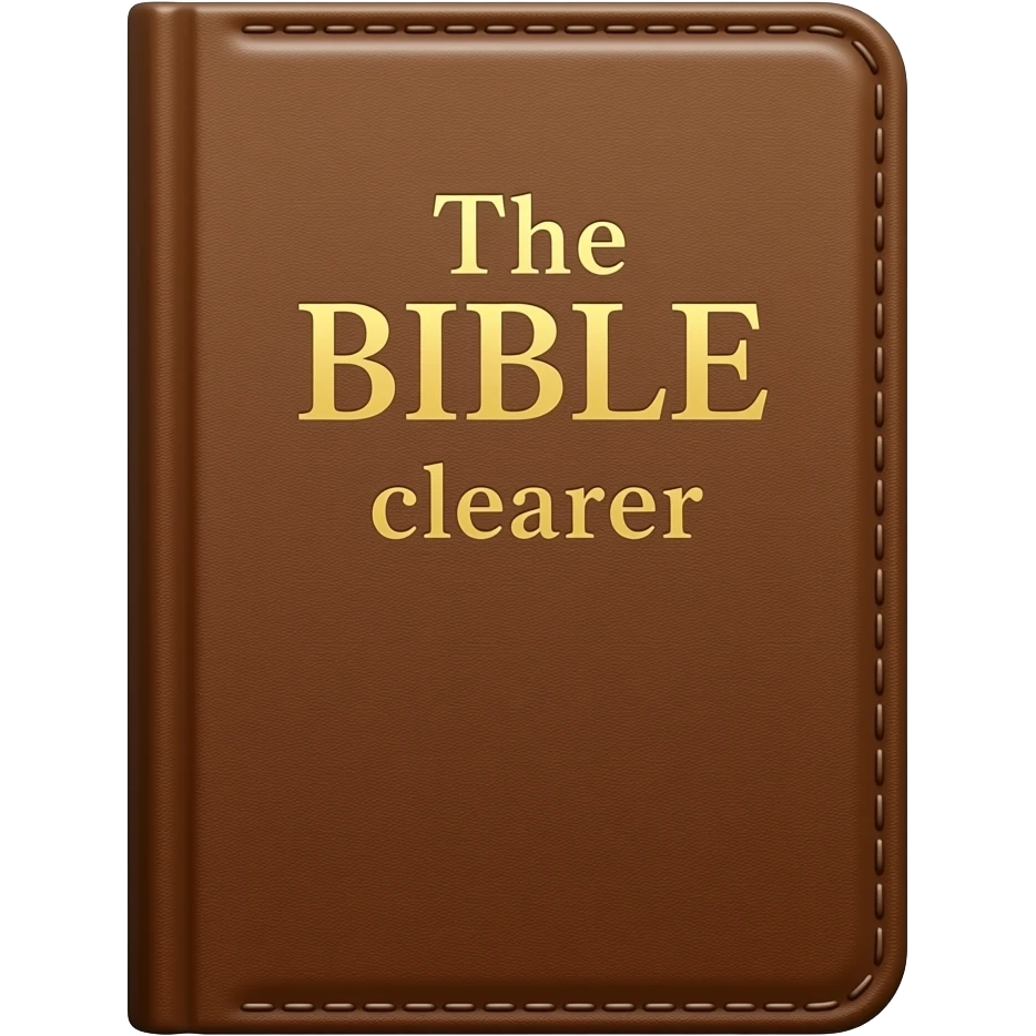 The Bible app..make the text say The BIBLEclearer, front perspective...darker brown and more realistic brown leather cover. havw emoji
