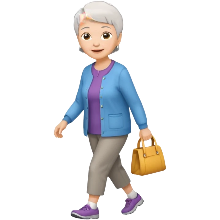 elderly woman with short hair walking emoji