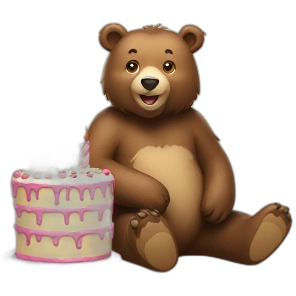 bear with birthday cake emoji