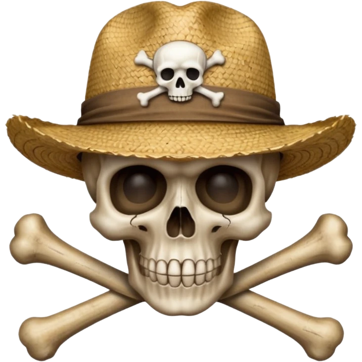 Skull and crossbones wearing a straw hat emoji