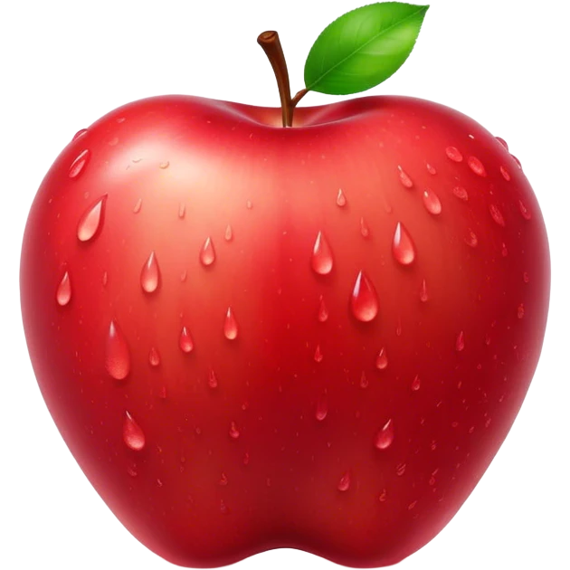 Cinematic Realistic Apple Emoji, Fresh and vibrant, with a crisp, red skin glistening with droplets of water. The smooth, shiny surface catches the light, while the green stem adds a natural touch. Soft glowing outline, capturing the essence of health, sweetness, and freshness in a crisp apple! emoji