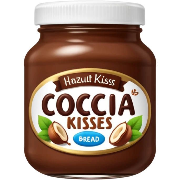 Jar of hazelnut chocolate spread and make the label say cocoa kisses  emoji