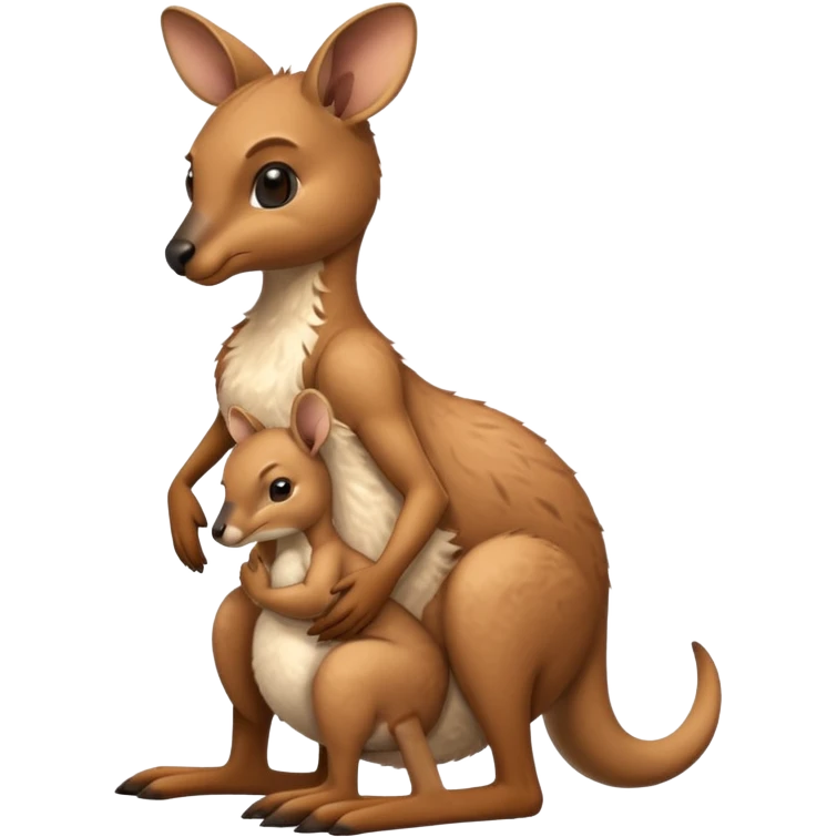 A kangaroo which has its baby kangaroo in its pouch emoji