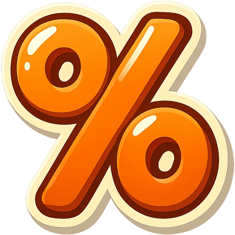 cartoon style sticker of a single percent symbol, simple and clear, no text emoji