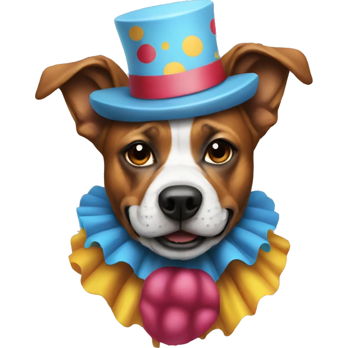 Dog wearing a clown customs emoji