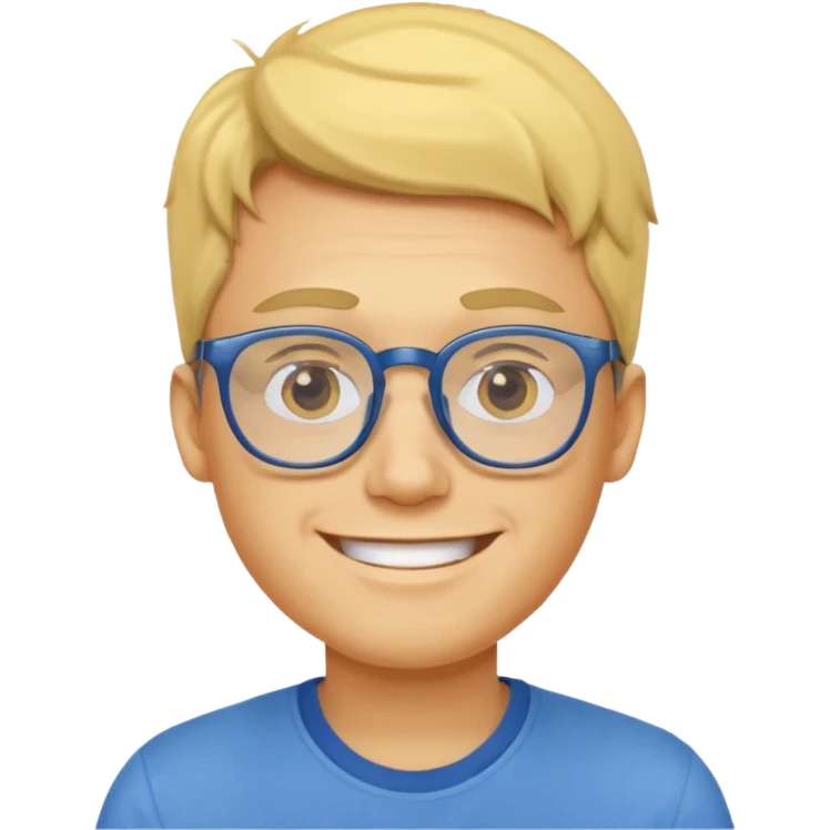 Emoji of a yellow young man with glasses and a blue shirt emoji