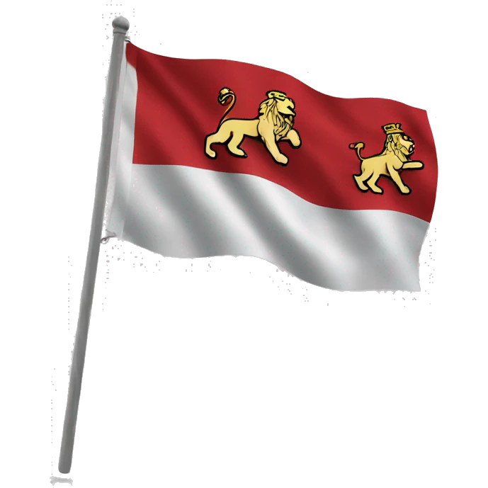 Drapeau rouge avec 2 lions emoji