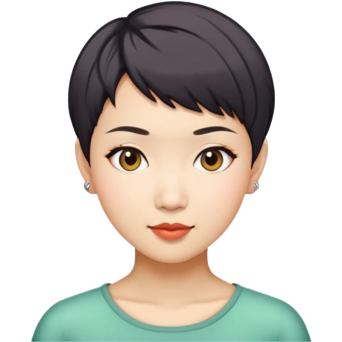 Asian woman model with pixie cut emoji