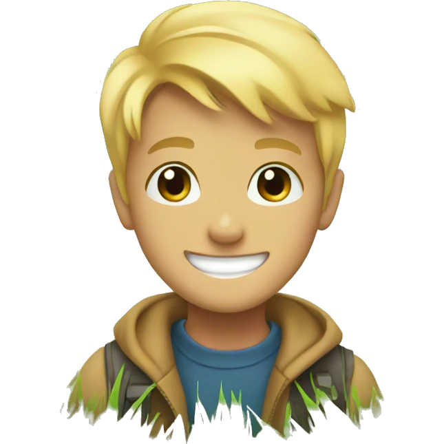 smiling blonde boy in grass emoji