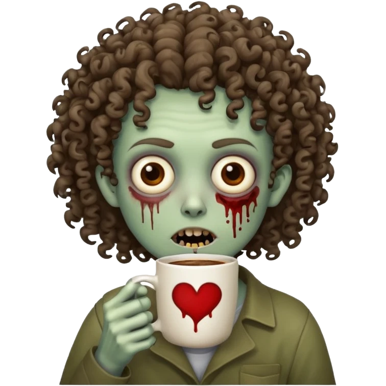 curly zombie drink coffe emoji