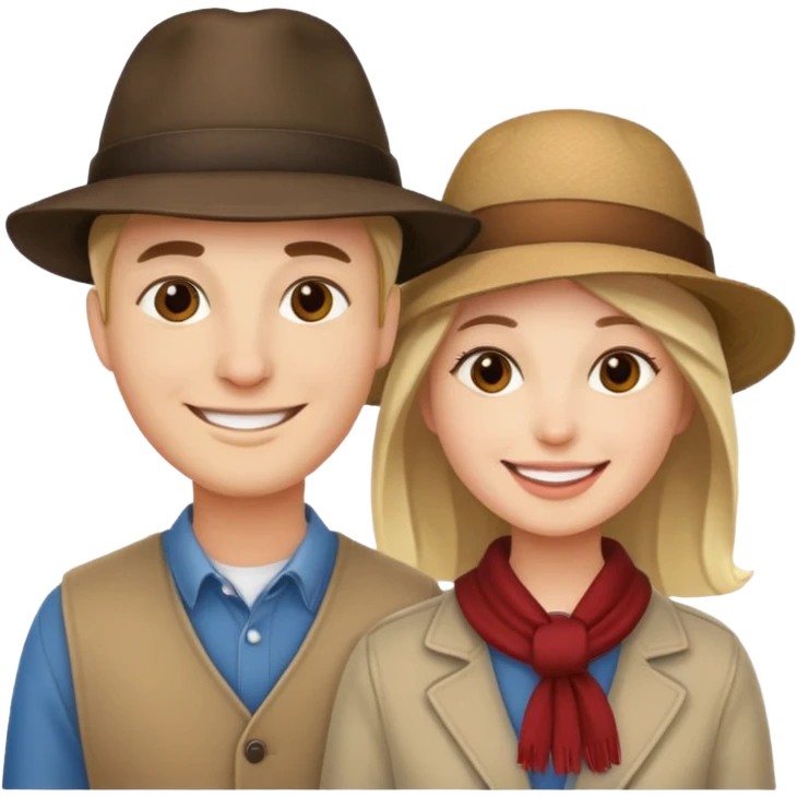A couple smiling with hat emoji
