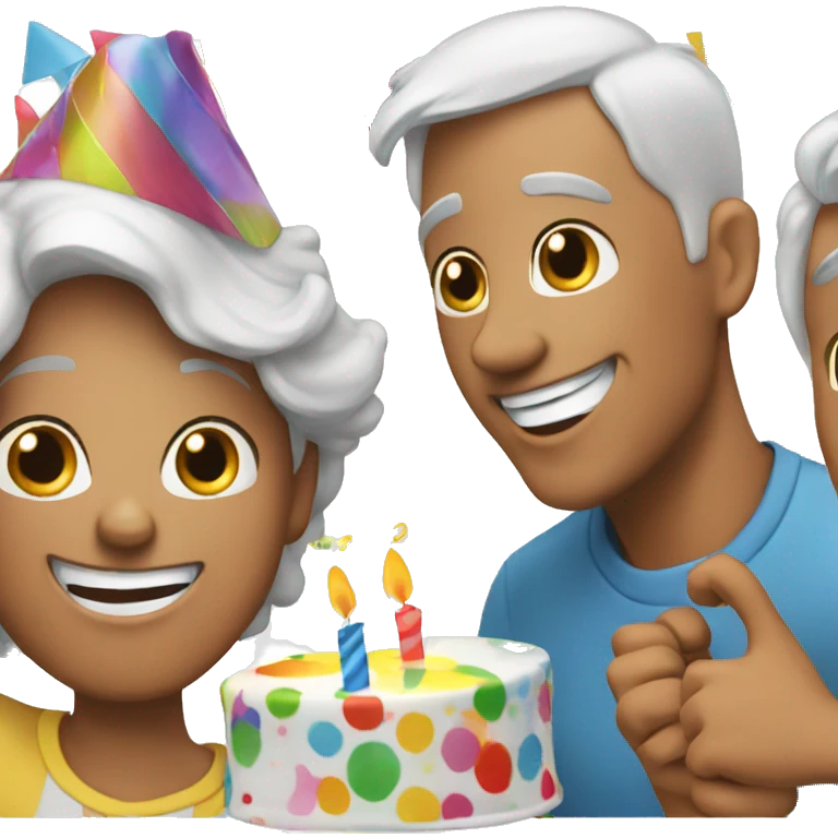 happy birthday 3 white adults emoji
