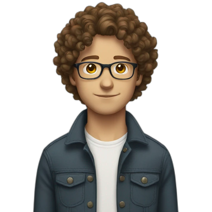 white boy curly brown hair glasses emoji