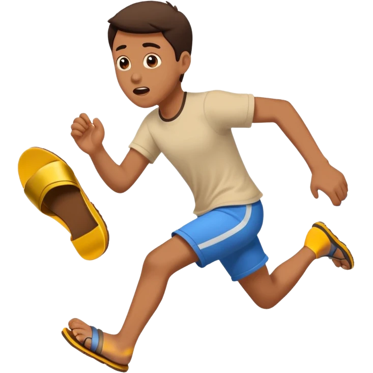 Running away from flying sandal emoji