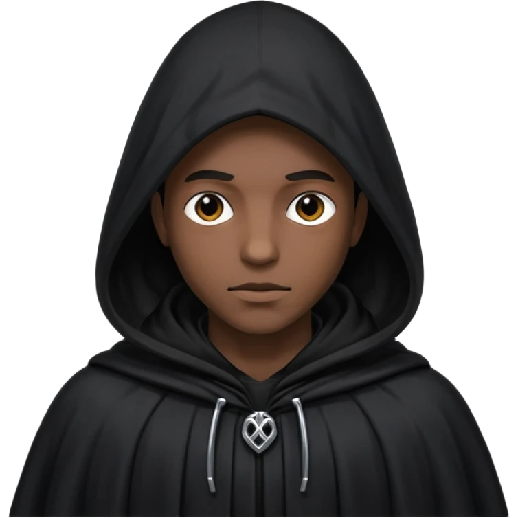 A dark shadowy figure wearing a hooded cloak emoji