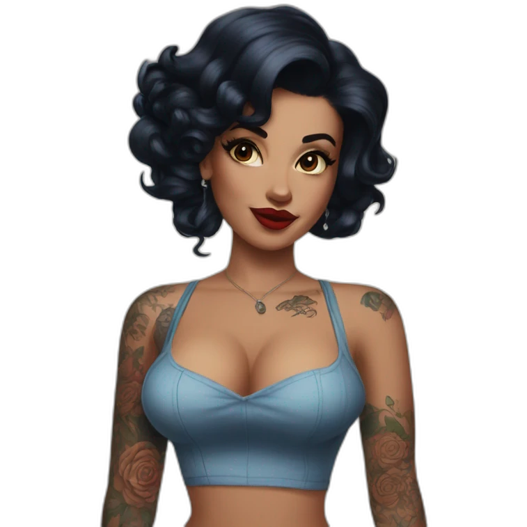 Pinup dark hair and tattoos emoji