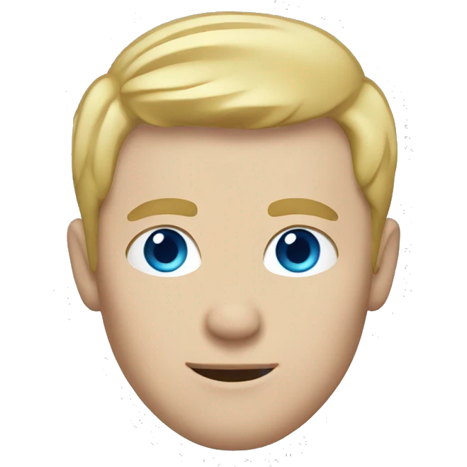 White man with blonde hair, blue eyes,  emoji