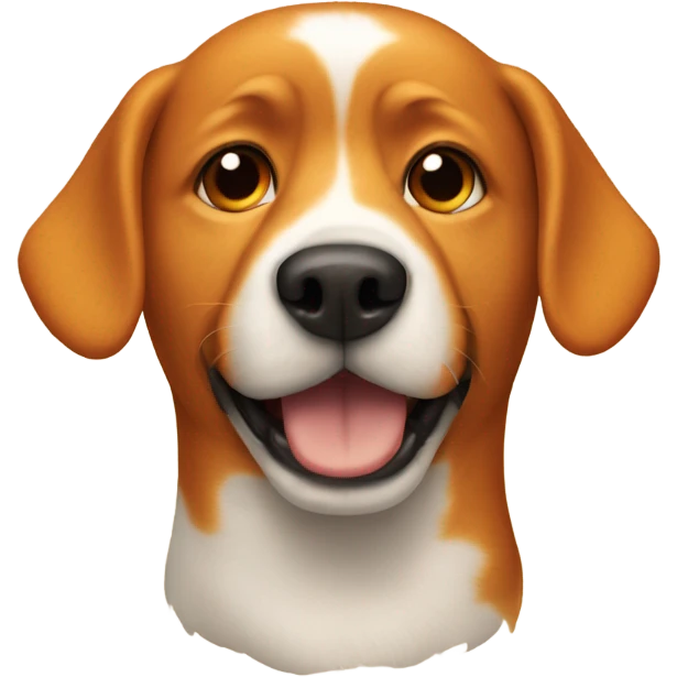 The dog's fur is orange, and it has a sunburned neck emoji