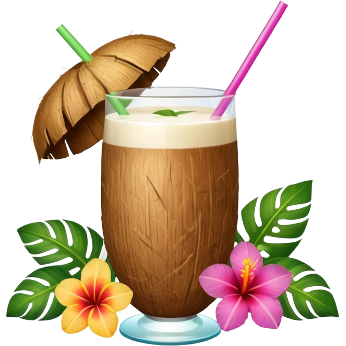 conut drink with flowers emoji
