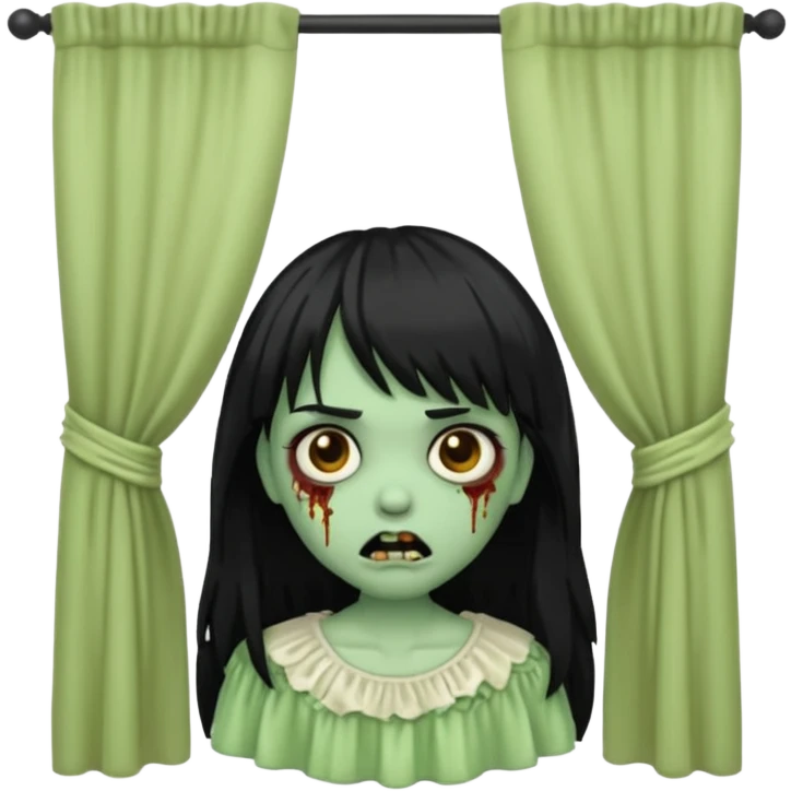 Faça uma zombie de cabelo longo preto com curtain bangs emoji