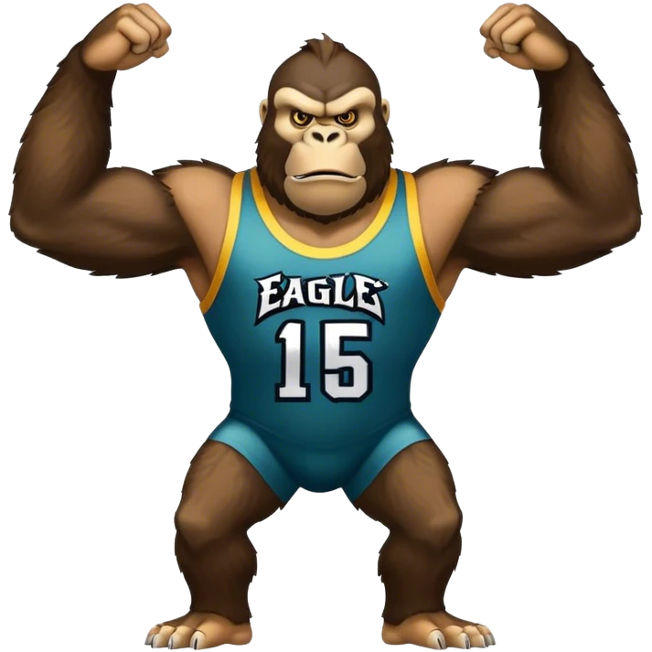 king kong  wearing eagles sleeveless jersey blue and yellow  emoji
