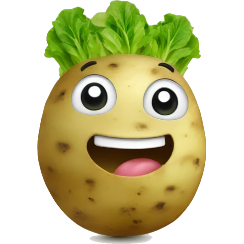 Potato with happy face holding a lettuce  emoji