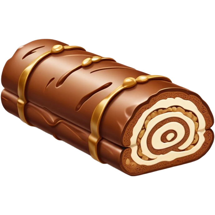 Chocolate-Nougat-Marzipan Log roll with walnuts emoji
