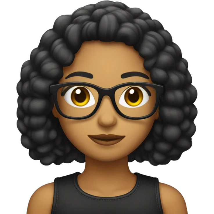 Chica de lentes pelo corto negro emoji