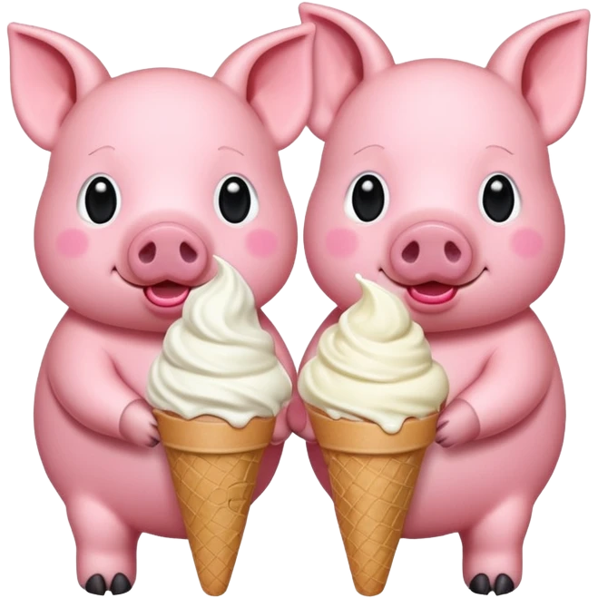 pigs with ice cream emoji