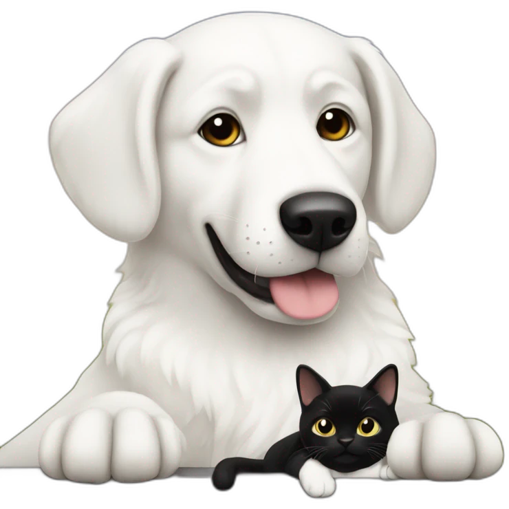 A white dog and a black cat in a picture1 emoji