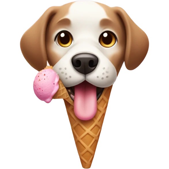 Dog eating ice cream.  emoji