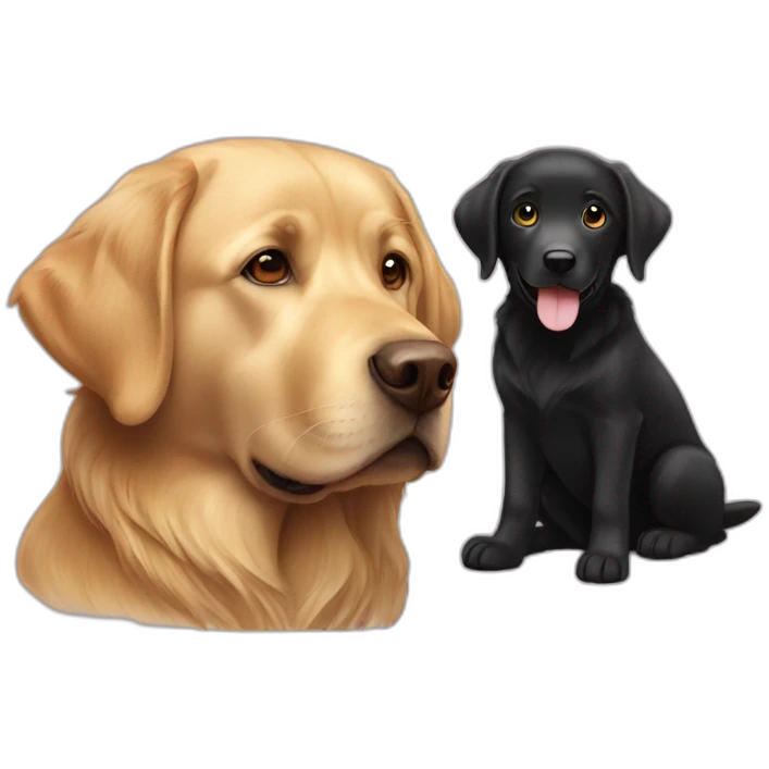 A black labrador with a golden retriever emoji