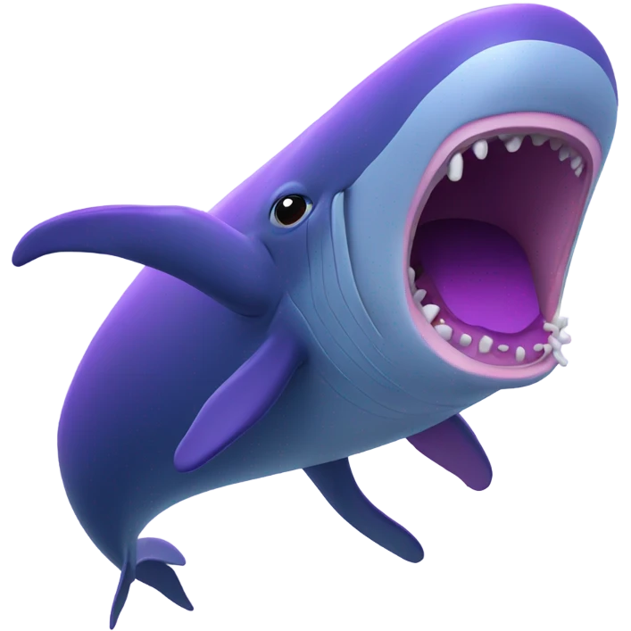 Blue whale purple, open mouth emoji