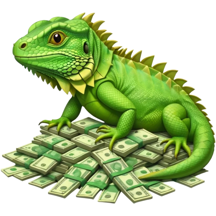 capitalist iguana lying in money emoji