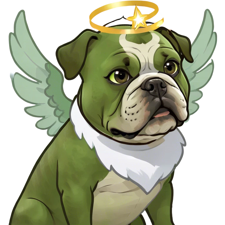 Brown bulldog with angel wings emoji