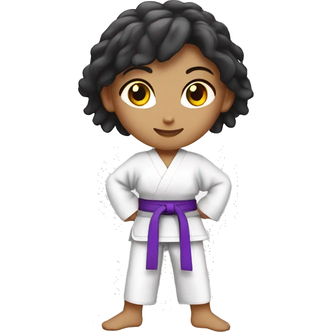 karate girl whith straig hair and violet belt emoji
