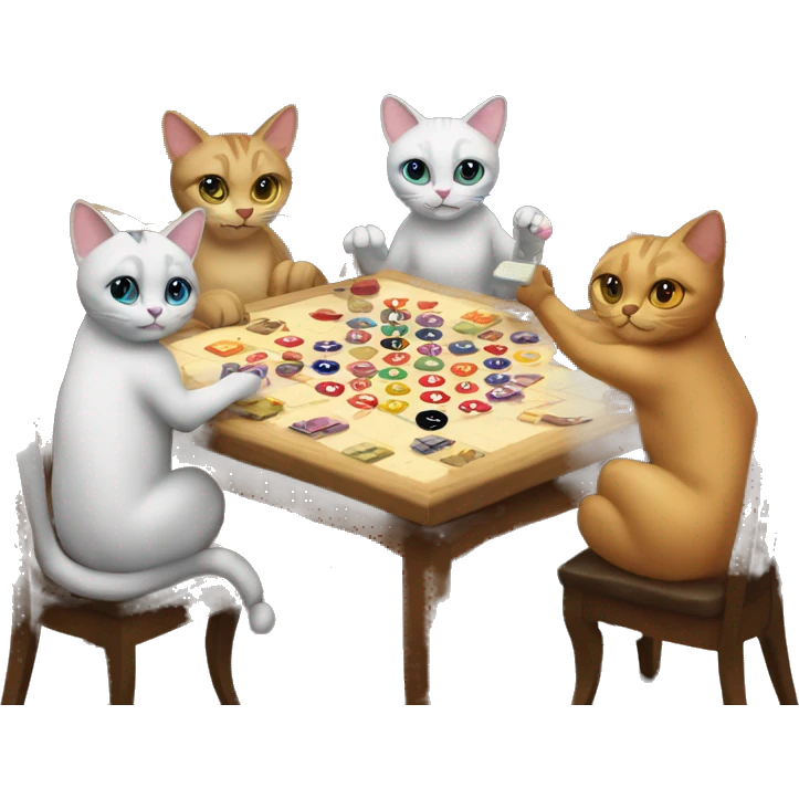 cats playing a board game at a birthday party emoji