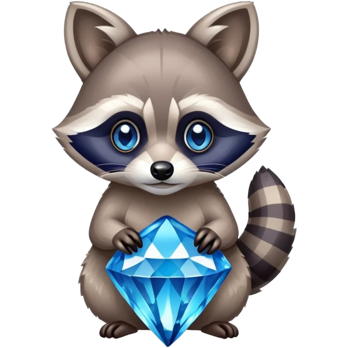 A Raccoon holding a blue diamond emoji