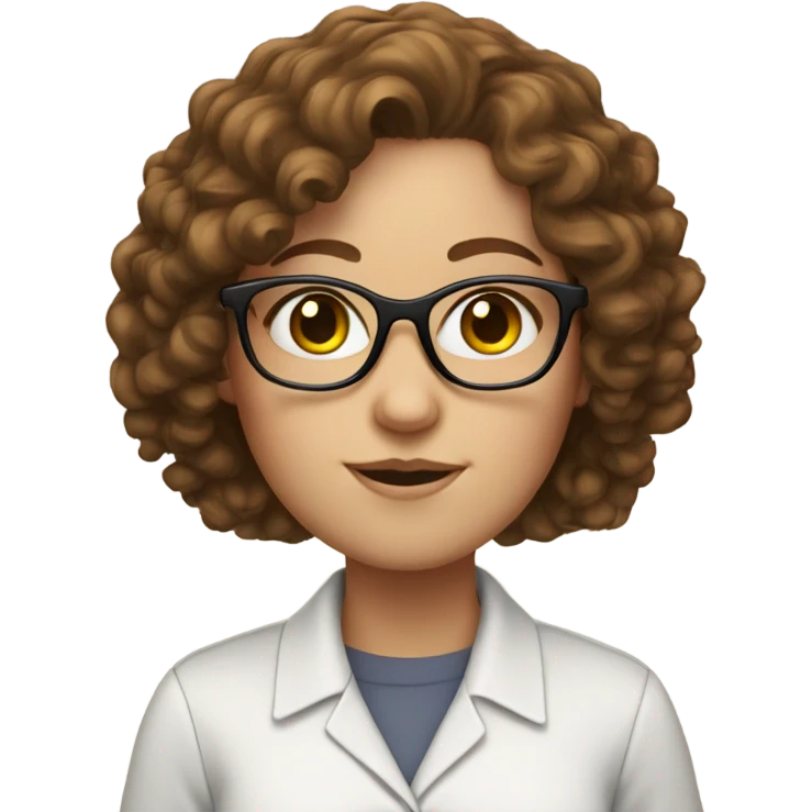 white girl with brown curly hair and glasses emoji