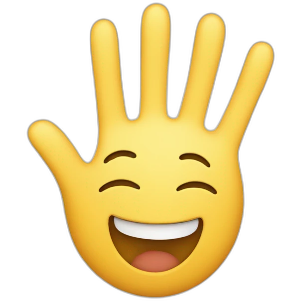 Happy face with hand peace emoji