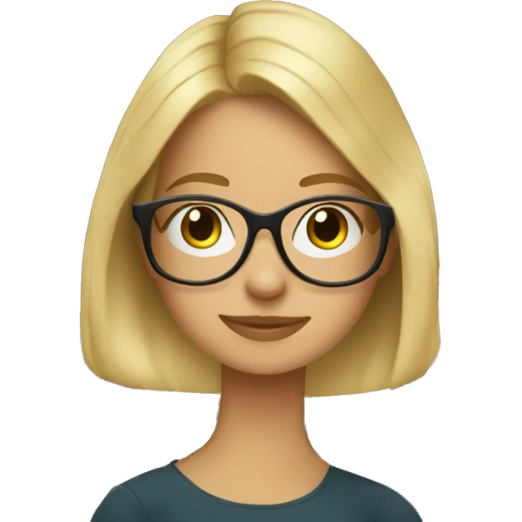 Blonde girl wearing glasses sitting in the library surrounded by books  emoji
